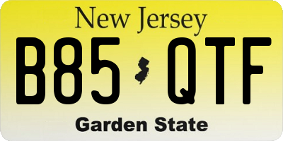 NJ license plate B85QTF