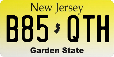 NJ license plate B85QTH
