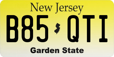 NJ license plate B85QTI