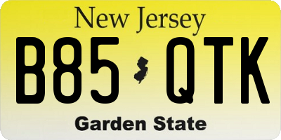 NJ license plate B85QTK