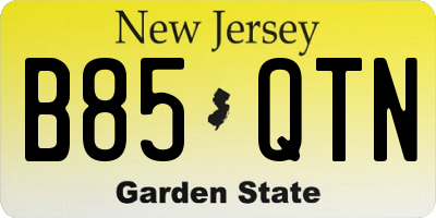 NJ license plate B85QTN