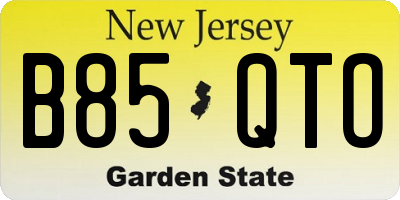 NJ license plate B85QTO