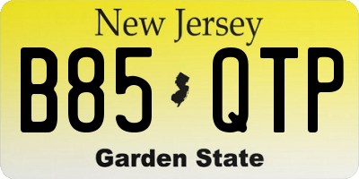 NJ license plate B85QTP