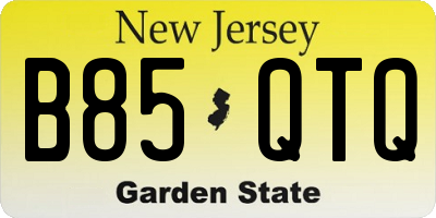 NJ license plate B85QTQ