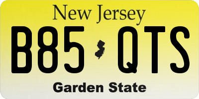NJ license plate B85QTS