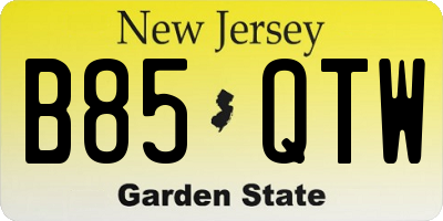 NJ license plate B85QTW