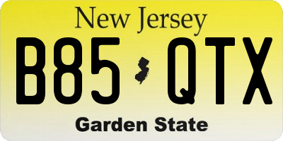 NJ license plate B85QTX