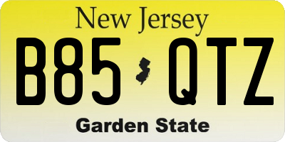 NJ license plate B85QTZ