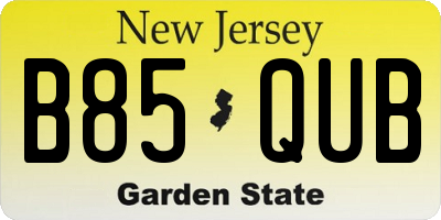 NJ license plate B85QUB