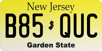 NJ license plate B85QUC