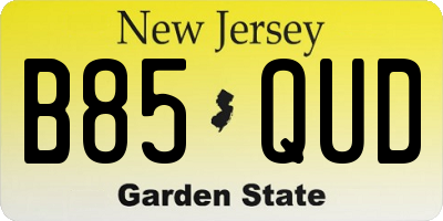 NJ license plate B85QUD