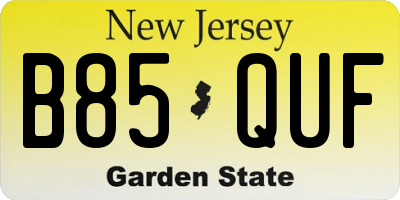 NJ license plate B85QUF