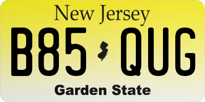 NJ license plate B85QUG