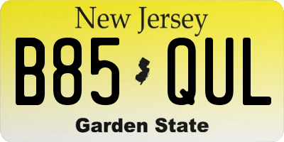NJ license plate B85QUL