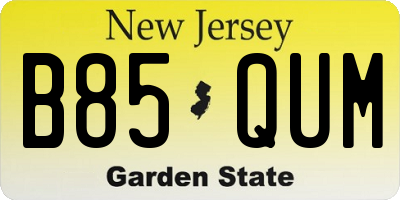 NJ license plate B85QUM