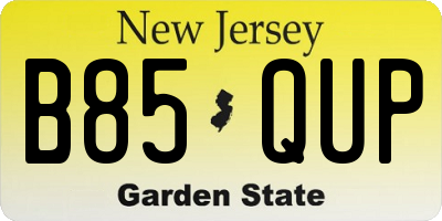 NJ license plate B85QUP