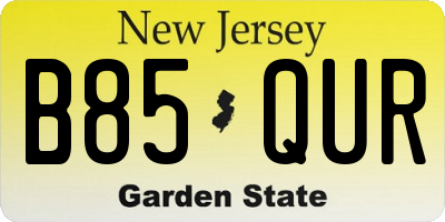NJ license plate B85QUR