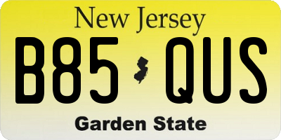 NJ license plate B85QUS