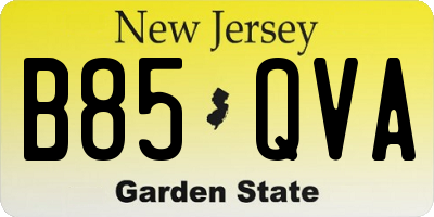 NJ license plate B85QVA