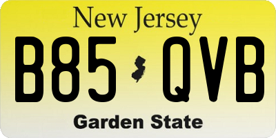 NJ license plate B85QVB