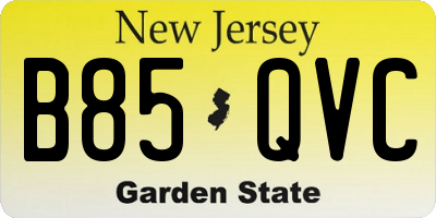 NJ license plate B85QVC