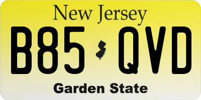 NJ license plate B85QVD