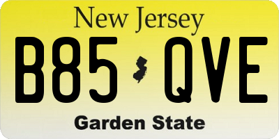 NJ license plate B85QVE