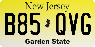 NJ license plate B85QVG