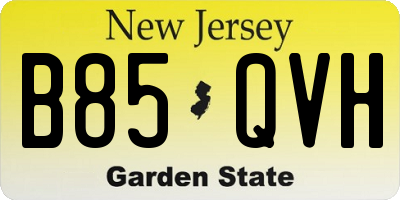 NJ license plate B85QVH