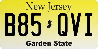 NJ license plate B85QVI
