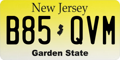 NJ license plate B85QVM