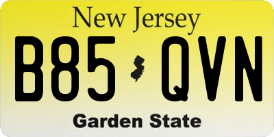 NJ license plate B85QVN