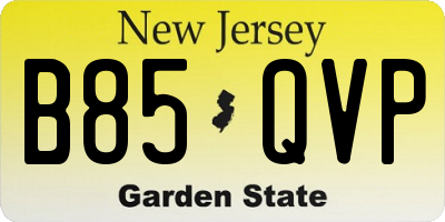 NJ license plate B85QVP