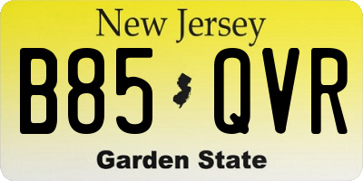 NJ license plate B85QVR