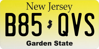 NJ license plate B85QVS