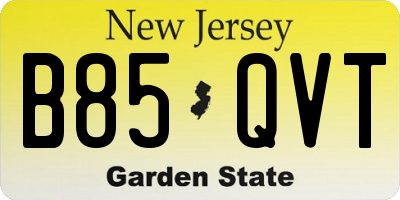 NJ license plate B85QVT