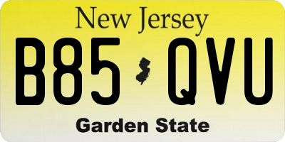 NJ license plate B85QVU