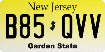 NJ license plate B85QVV