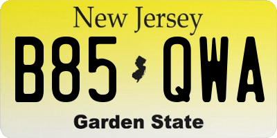 NJ license plate B85QWA