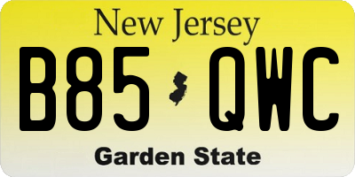 NJ license plate B85QWC