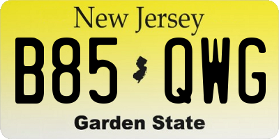 NJ license plate B85QWG