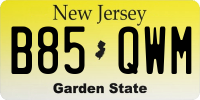 NJ license plate B85QWM