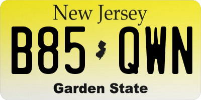 NJ license plate B85QWN