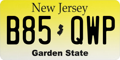 NJ license plate B85QWP