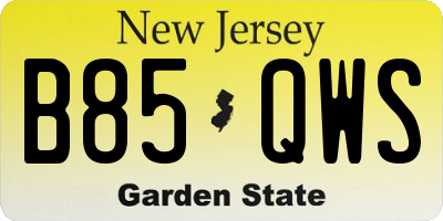 NJ license plate B85QWS