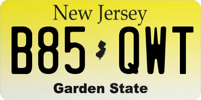 NJ license plate B85QWT