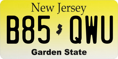 NJ license plate B85QWU