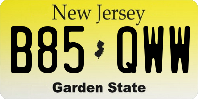 NJ license plate B85QWW