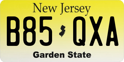 NJ license plate B85QXA