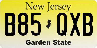 NJ license plate B85QXB